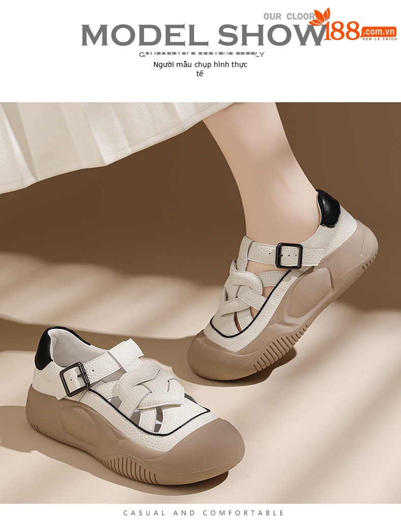 Giày sneaker nữ đế dày da thật thoáng khí mùa hè 2024 — Màu be 1959, Màu vàng 1959 chi tiết 11