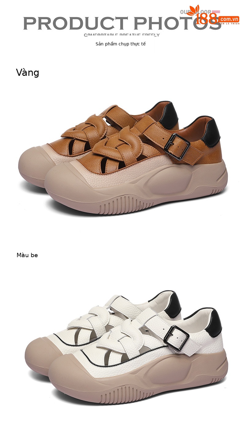 Giày sneaker nữ đế dày da thật thoáng khí mùa hè 2024 — Màu be 1959, Màu vàng 1959 chi tiết 15