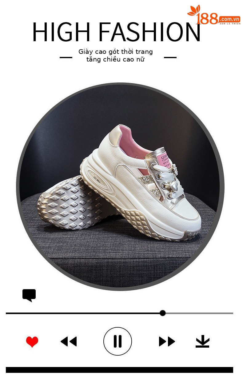 Giày sneaker nữ chunky đế dày da rỗng mùa hè 2025 tăng chiều cao — M2583 màu vàng kim, M2583 màu bạc chi tiết 5