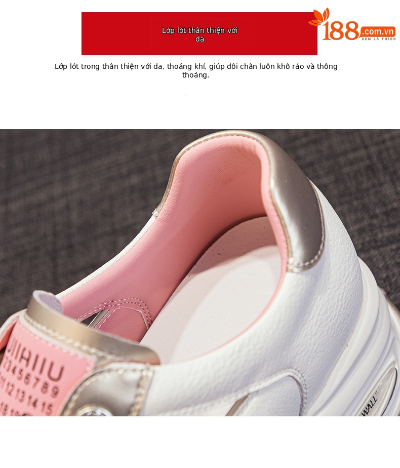Giày sneaker nữ chunky đế dày da rỗng mùa hè 2025 tăng chiều cao — M2583 màu vàng kim, M2583 màu bạc chi tiết 7
