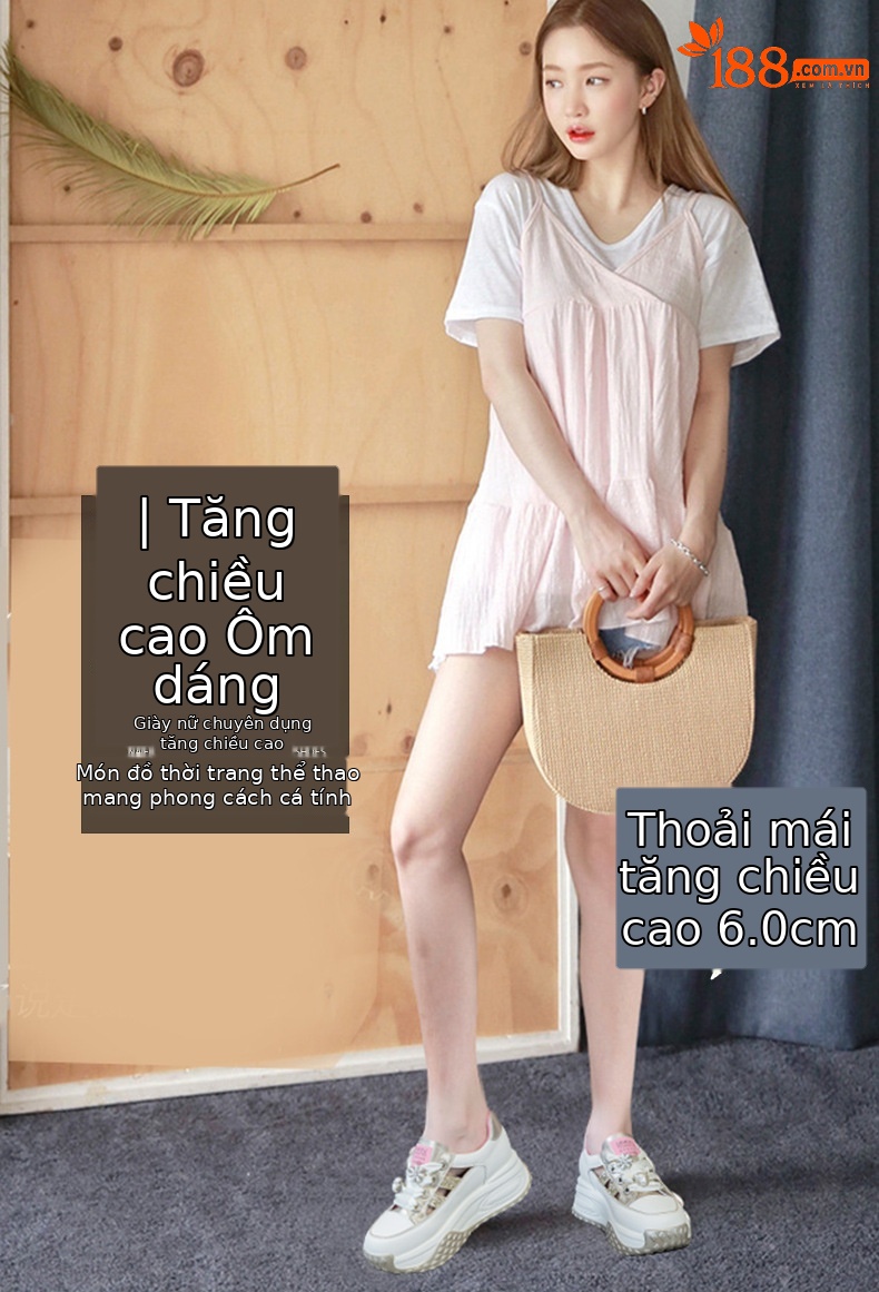 Giày sneaker nữ chunky đế dày da rỗng mùa hè 2025 tăng chiều cao — M2583 màu vàng kim, M2583 màu bạc chi tiết 1
