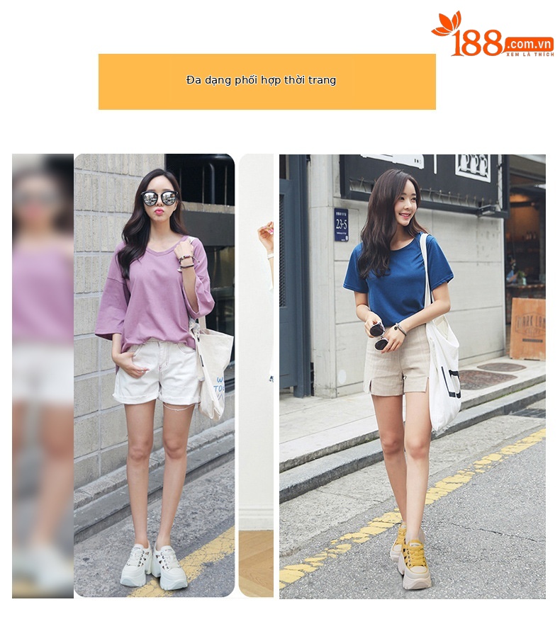 Giày sneaker nữ đế dày phong cách bố thể thao, thiết kế khoét lỗ thoáng khí, tăng chiều cao ẩn — M2581 trắng, M2581 xanh, M2581vàng, M2581 đỏ chi tiết 6