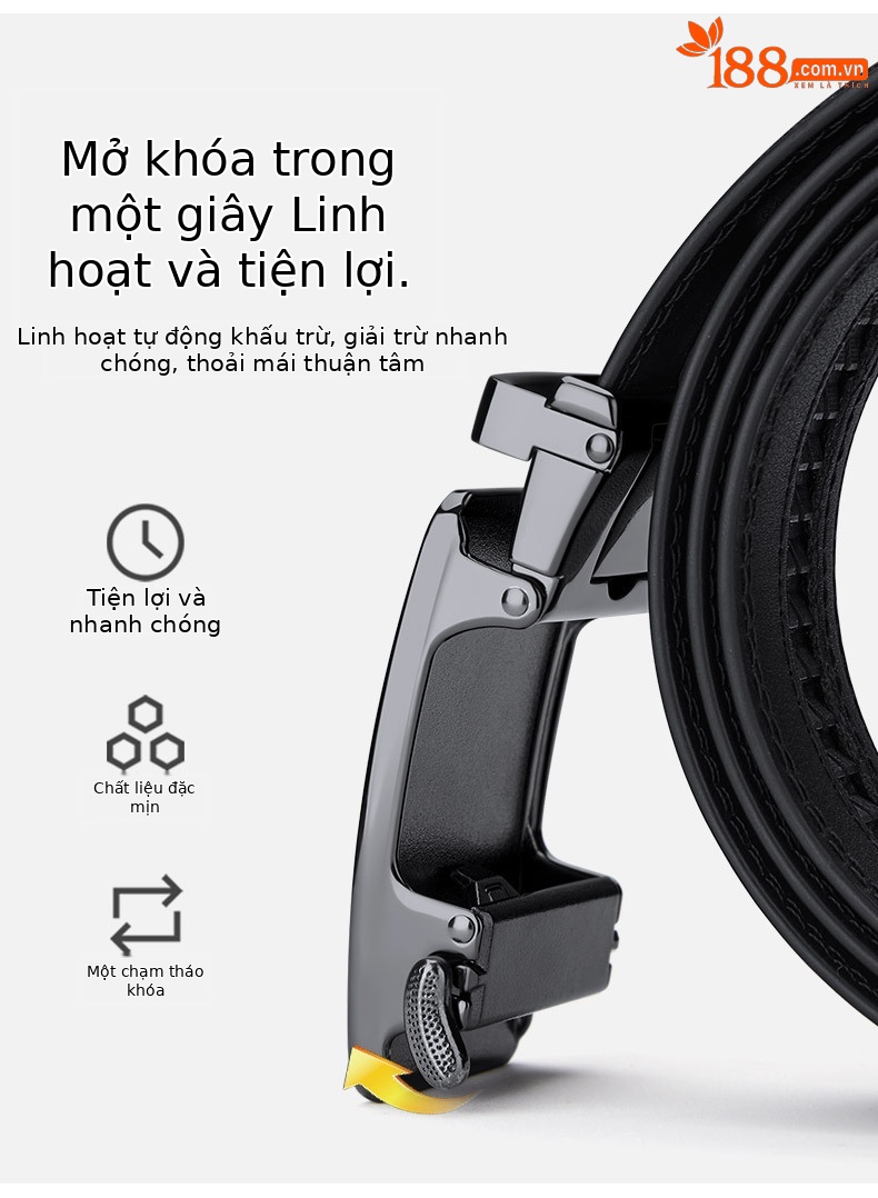 Thắt lưng nam da bò hai lớp khóa tự động Emperor Paul — 120cm, 130cm, 110cm, 125cm chi tiết 6