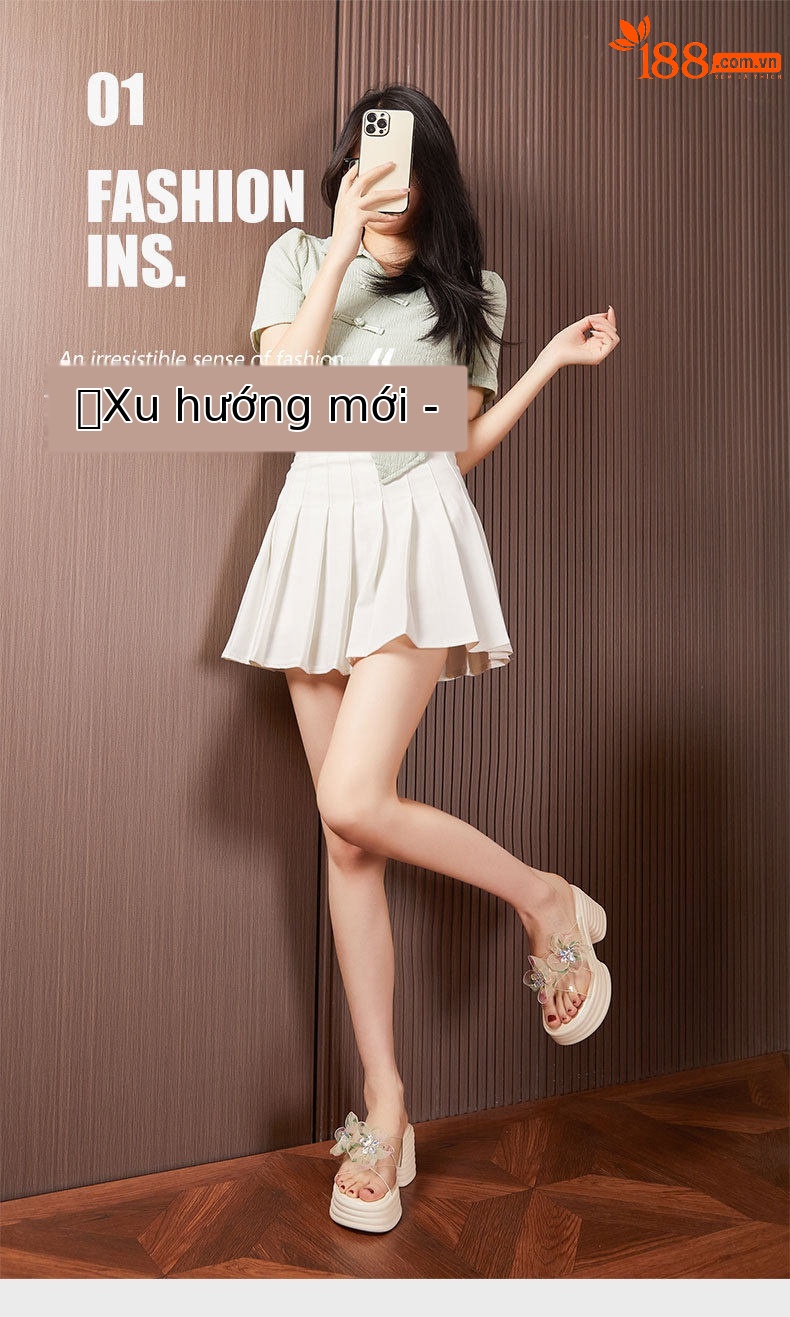 Dép sandal nữ quai chữ V đơn giản phong cách Chanel, mũi tròn đế bệt — Trắng, Đen chi tiết 2