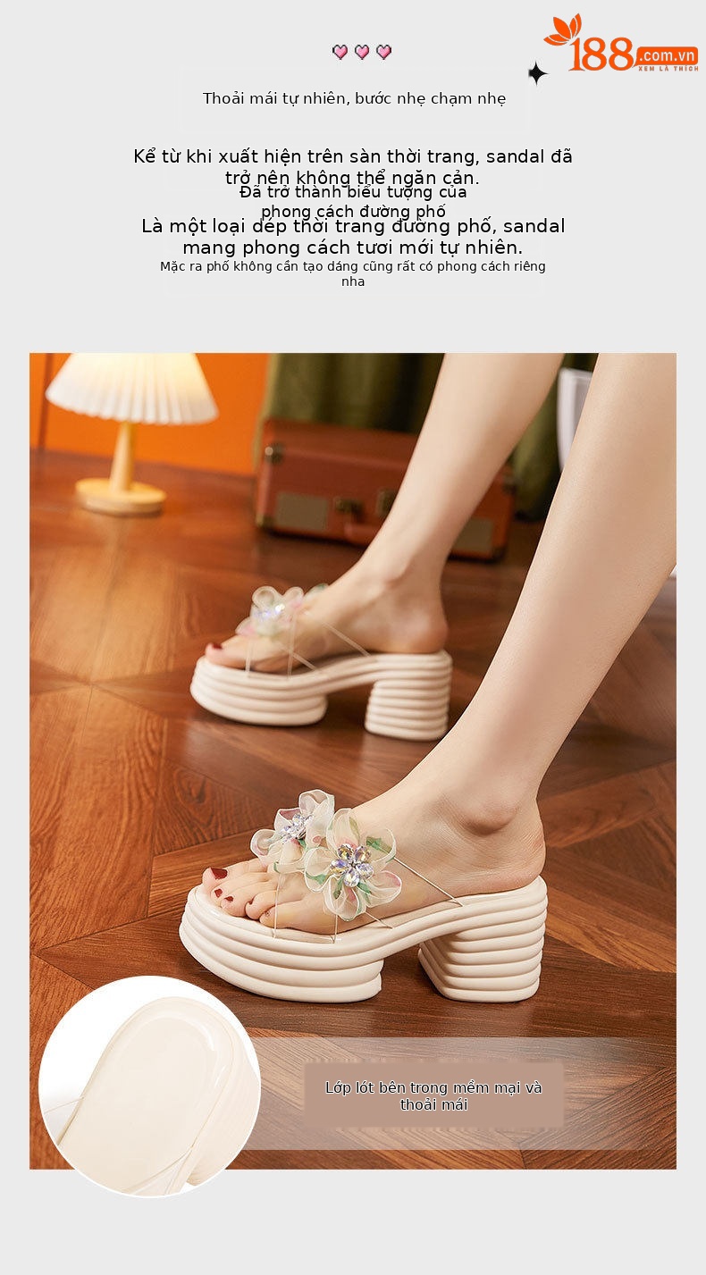 Dép sandal nữ quai chữ V đơn giản phong cách Chanel, mũi tròn đế bệt — Trắng, Đen chi tiết 5