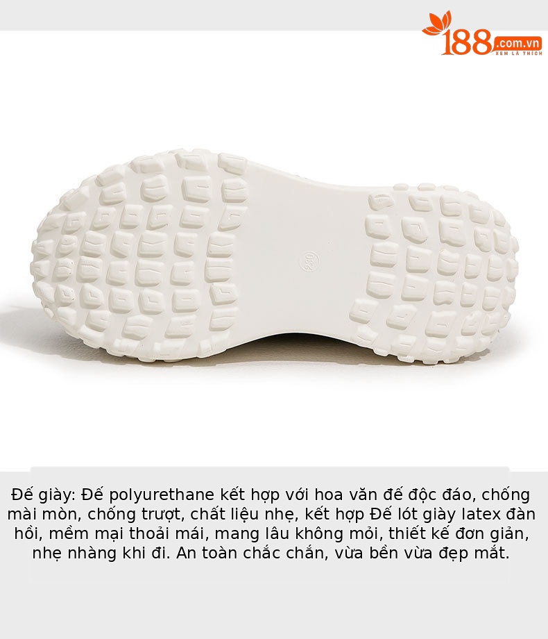 Giày sneaker nữ chạy bộ mesh thoáng mũi tròn dây buộc — Gạo trắng, Tối chi tiết 7