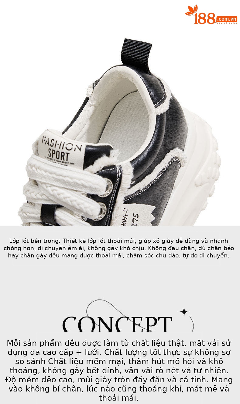 Giày sneaker nữ chạy bộ mesh thoáng mũi tròn dây buộc — Gạo trắng, Tối chi tiết 8