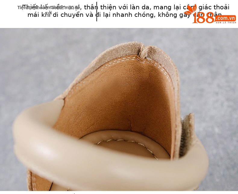 Sandal nữ hở mũi đế dày phong cách La Mã, da thật mềm mại — Màu be chi tiết 6