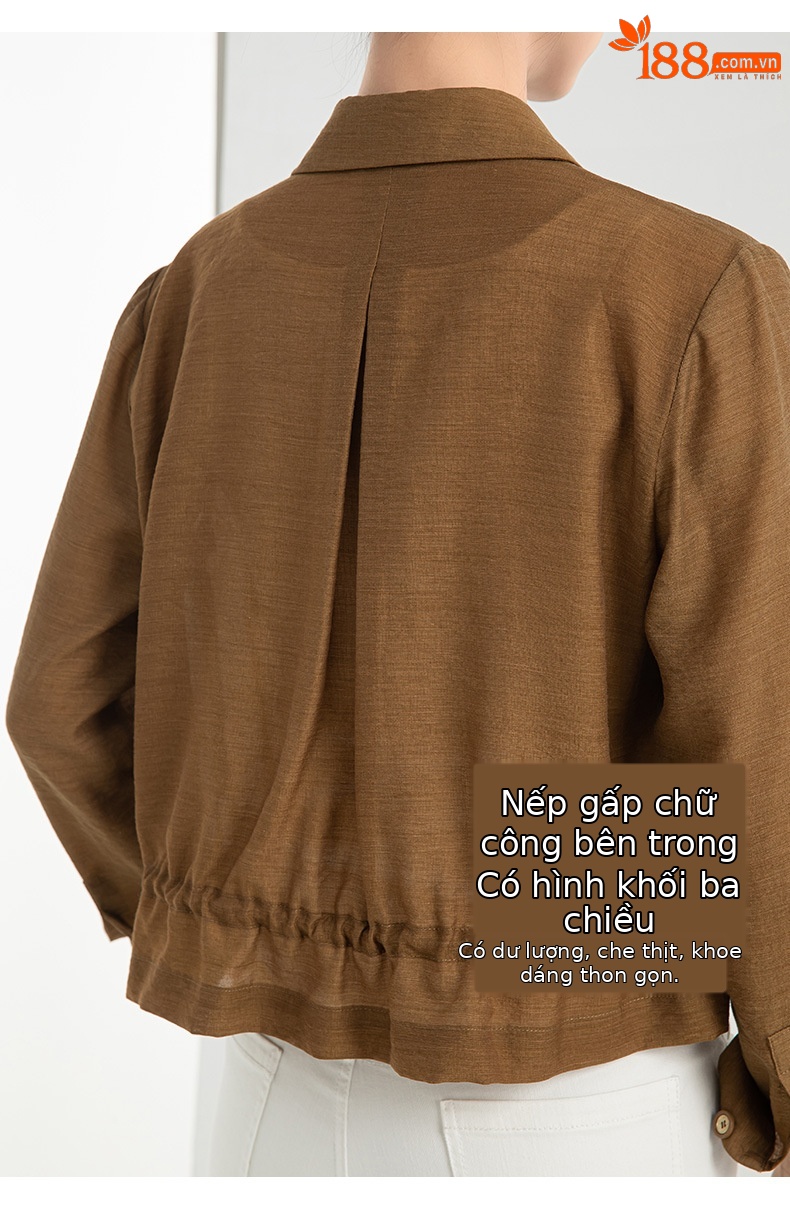Áo khoác chống nắng nữ dáng dài tay dài chất liệu Tencel mỏng nhẹ form ôm — Màu trắng be chi tiết 14