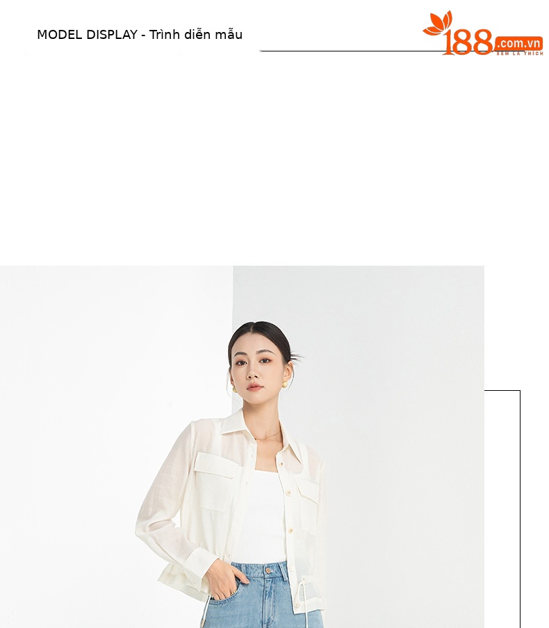 Áo khoác chống nắng nữ dáng dài tay dài chất liệu Tencel mỏng nhẹ form ôm — Màu trắng be chi tiết 20