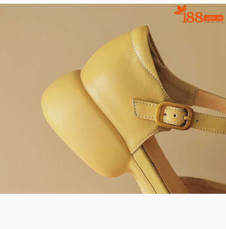Sandal nữ quai ngang đế dày gót thô phong cách thể thao — Màu vàng ngỗng chi tiết 17