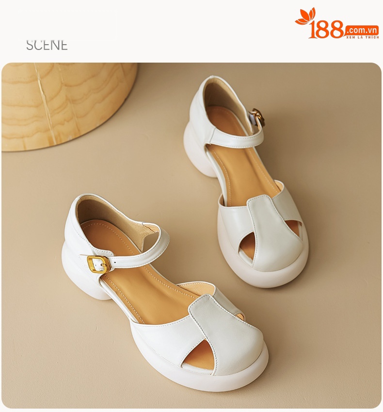 Sandal nữ quai ngang đế dày gót thô phong cách thể thao — Màu vàng ngỗng chi tiết 19