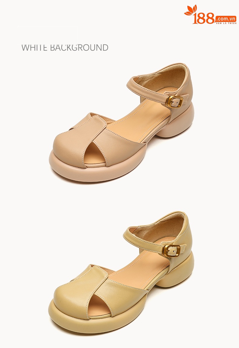Sandal nữ quai ngang đế dày gót thô phong cách thể thao — Màu vàng ngỗng chi tiết 26