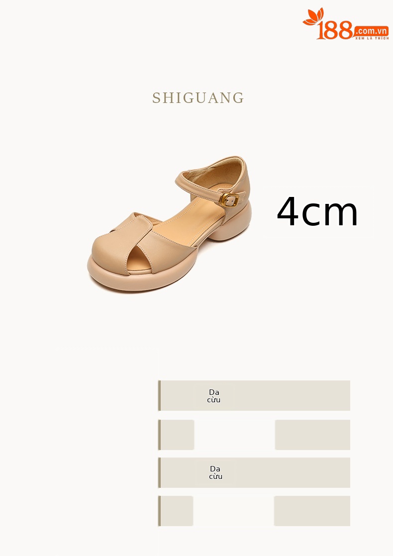 Sandal nữ quai ngang đế dày gót thô phong cách thể thao — Màu vàng ngỗng chi tiết 4
