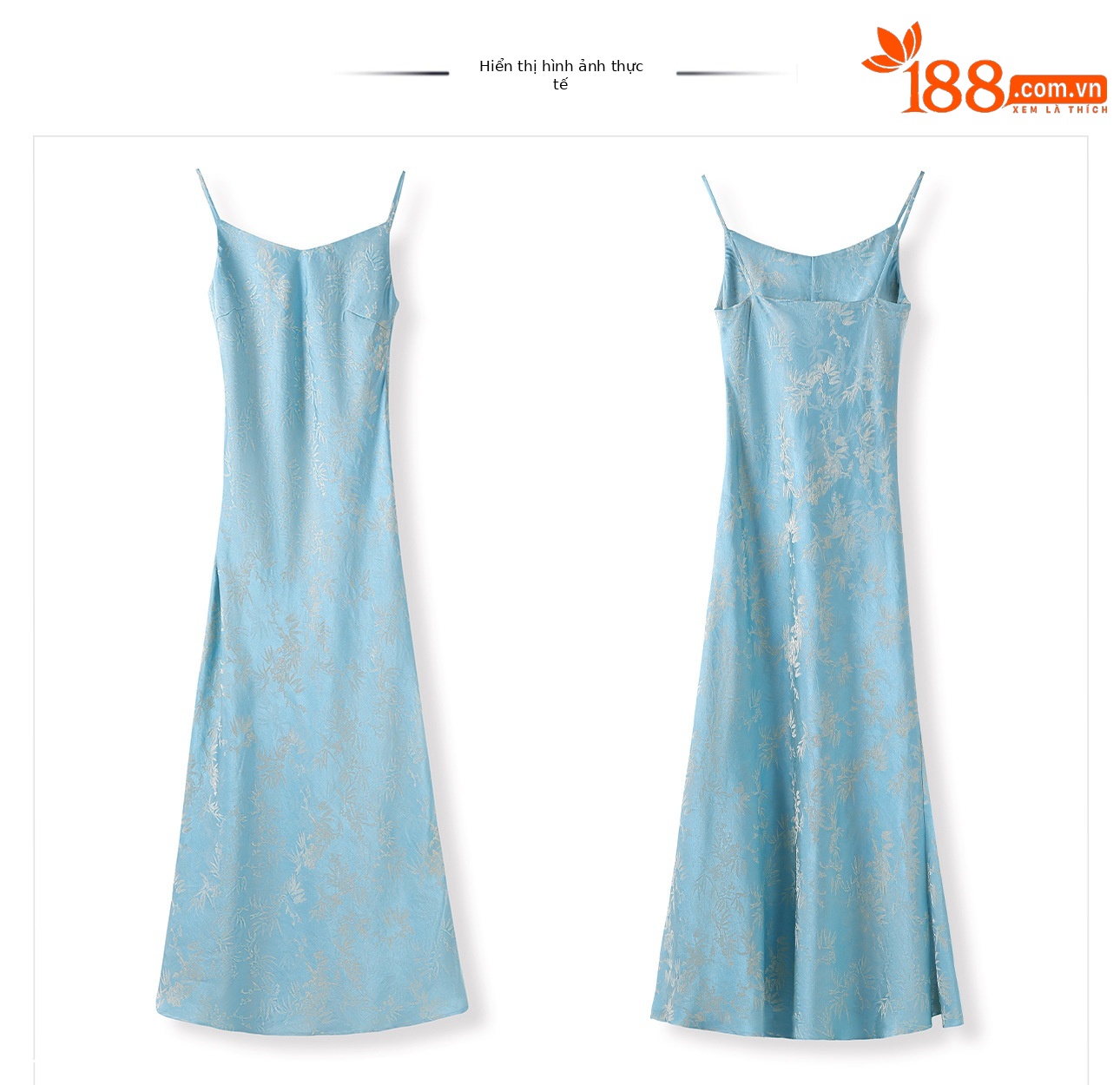 Váy maxi cạp cao vải rayon họa tiết lá tre xanh mùa hè, dáng suông tôn dáng ZX M4081 — Màu xanh nước hồ chi tiết 9