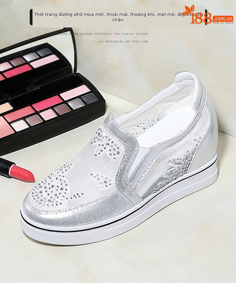 Giày sneaker nữ lưới thoáng khí tăng chiều cao bên trong mùa xuân hè 2024 — JST 9131 trắng [kiểu tăng chiều cao bên trong], ML 6x252 trắng [tăng chiều cao bên trong], ML 6x252 Bạc [tăng chiều cao bên trong], JST 11068 trắng [kiểu tăng chiều cao bên trong] chi tiết 1