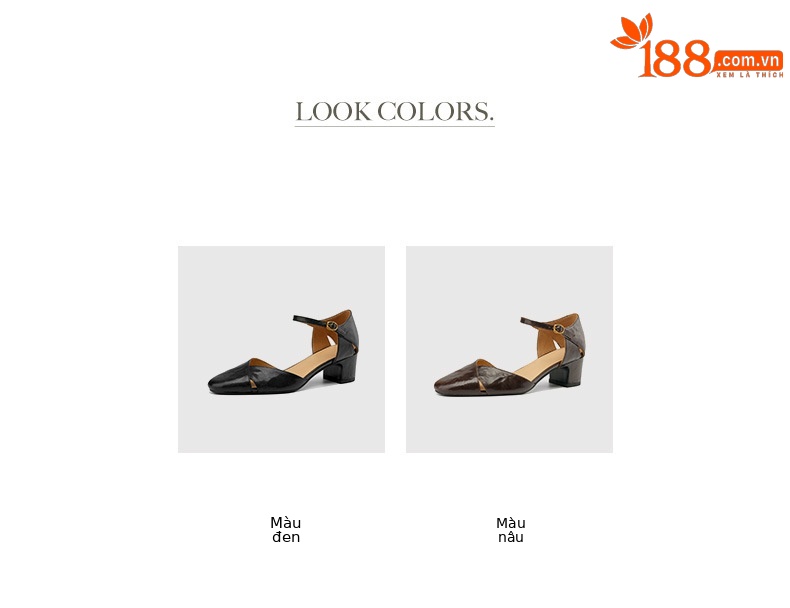 Sandal nữ quai ngang bít mũi gót cao vừa phong cách đơn giản đi làm — Màu nâu chi tiết 6