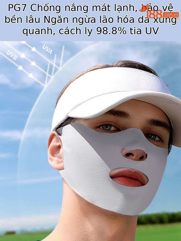 Khẩu trang chống nắng PGM Golf hai lớp dưỡng ẩm UPF50, chất liệu sợi băng mềm, có thể giặt tái sử dụng — Một size