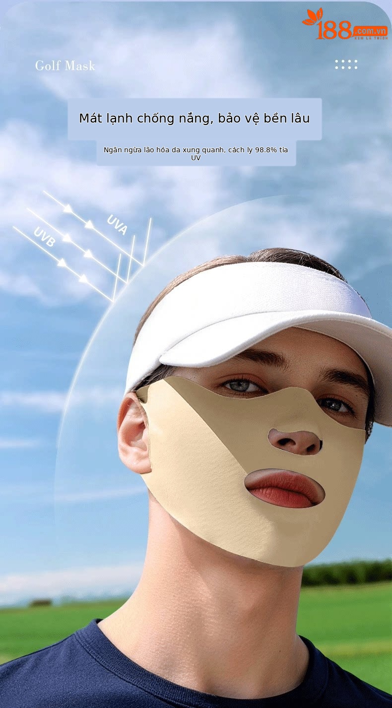 Khẩu trang chống nắng PGM Golf hai lớp dưỡng ẩm UPF50, chất liệu sợi băng mềm, có thể giặt tái sử dụng — Một size chi tiết 6