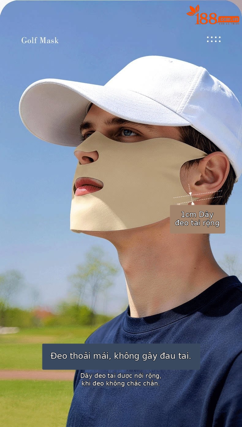 Khẩu trang chống nắng PGM Golf hai lớp dưỡng ẩm UPF50, chất liệu sợi băng mềm, có thể giặt tái sử dụng — Một size chi tiết 9