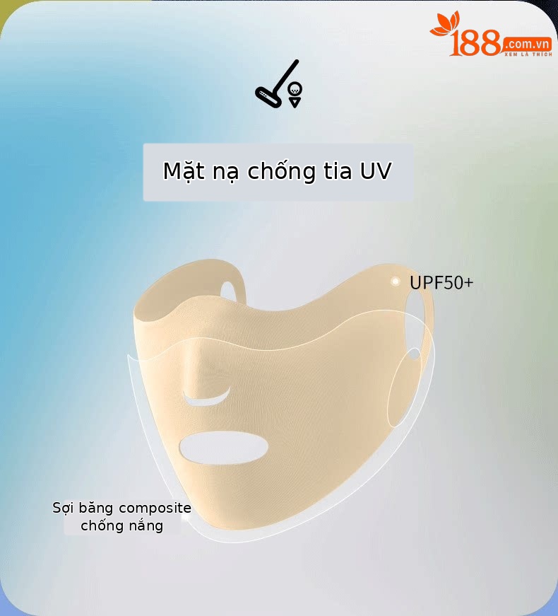Khẩu trang chống nắng PGM Golf hai lớp dưỡng ẩm UPF50, chất liệu sợi băng mềm, có thể giặt tái sử dụng — Một size chi tiết 10