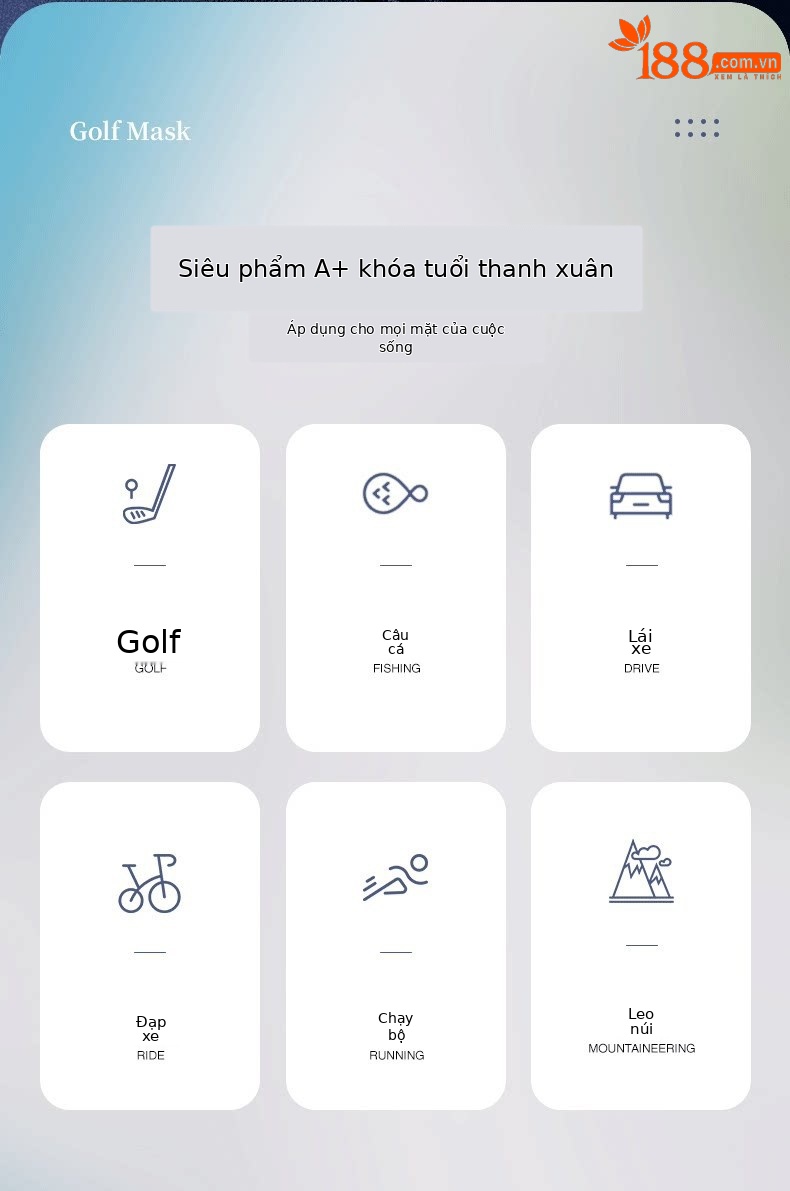 Khẩu trang chống nắng PGM Golf hai lớp dưỡng ẩm UPF50, chất liệu sợi băng mềm, có thể giặt tái sử dụng — Một size chi tiết 7