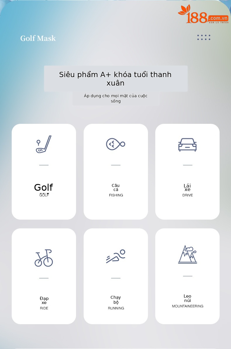 Khẩu trang chống nắng PGM Golf hai lớp dưỡng ẩm UPF50, chất liệu sợi băng mềm, có thể giặt tái sử dụng — Một size chi tiết 27