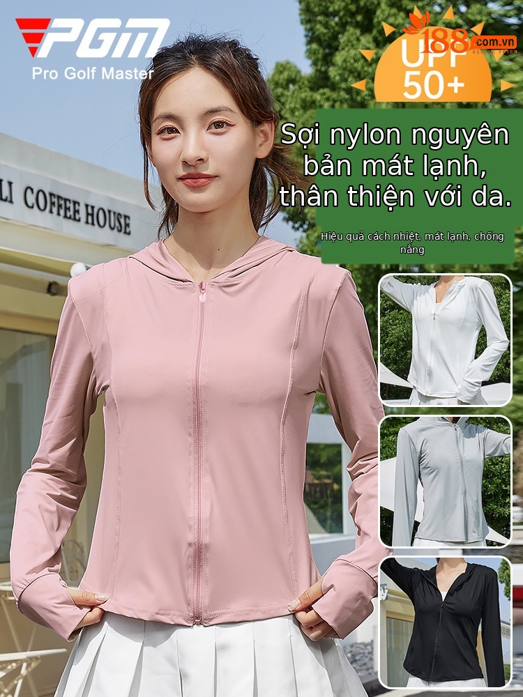 Áo chống nắng nữ PGM chống tia UV UPF50+ mỏng nhẹ có mũ — YF687-Bạc Mặt trăng trắng (Thiết kế có mũ trùm đầu), YF687-màu xám thanh lịch (Thiết kế có mũ trùm đầu), YF687-Hoa Anh Đào (Thiết kế mũ trùm đầu), YF687-màu Đen Ngọc Trai (Thiết kế có mũ trùm đầu)