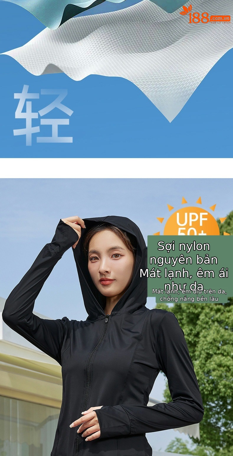 Áo chống nắng nữ PGM chống tia UV UPF50+ mỏng nhẹ có mũ — YF687-Bạc Mặt trăng trắng (Thiết kế có mũ trùm đầu), YF687-màu xám thanh lịch (Thiết kế có mũ trùm đầu), YF687-Hoa Anh Đào (Thiết kế mũ trùm đầu), YF687-màu Đen Ngọc Trai (Thiết kế có mũ trùm đầu) chi tiết 5