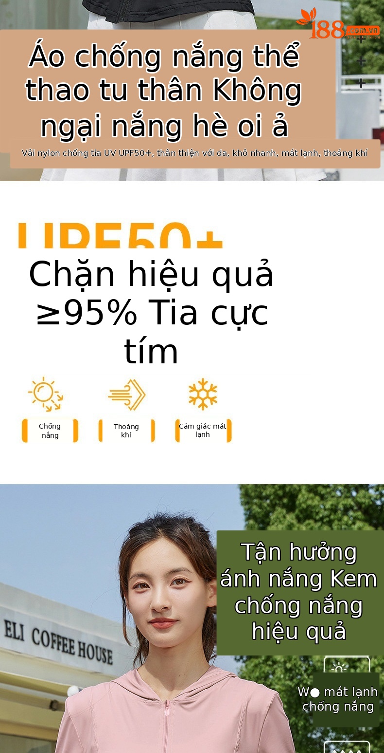 Áo chống nắng nữ PGM chống tia UV UPF50+ mỏng nhẹ có mũ — YF687-Bạc Mặt trăng trắng (Thiết kế có mũ trùm đầu), YF687-màu xám thanh lịch (Thiết kế có mũ trùm đầu), YF687-Hoa Anh Đào (Thiết kế mũ trùm đầu), YF687-màu Đen Ngọc Trai (Thiết kế có mũ trùm đầu) chi tiết 6