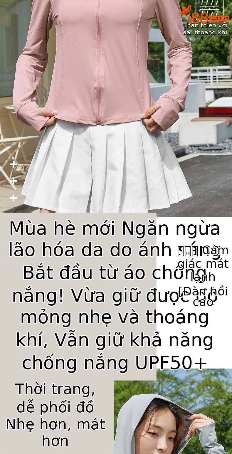 Áo chống nắng nữ PGM chống tia UV UPF50+ mỏng nhẹ có mũ — YF687-Bạc Mặt trăng trắng (Thiết kế có mũ trùm đầu), YF687-màu xám thanh lịch (Thiết kế có mũ trùm đầu), YF687-Hoa Anh Đào (Thiết kế mũ trùm đầu), YF687-màu Đen Ngọc Trai (Thiết kế có mũ trùm đầu) chi tiết 7
