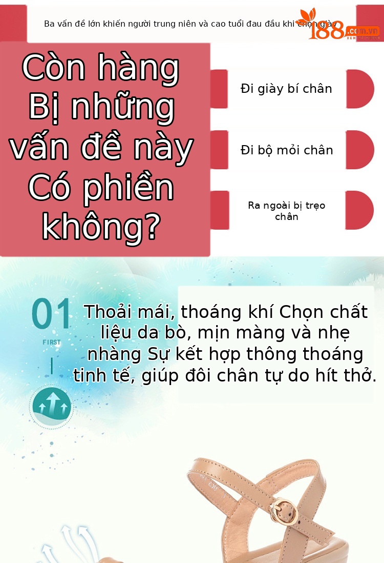 Sandal da thật mùa hè quai chữ V cho mẹ trung niên — Xám be chi tiết 3