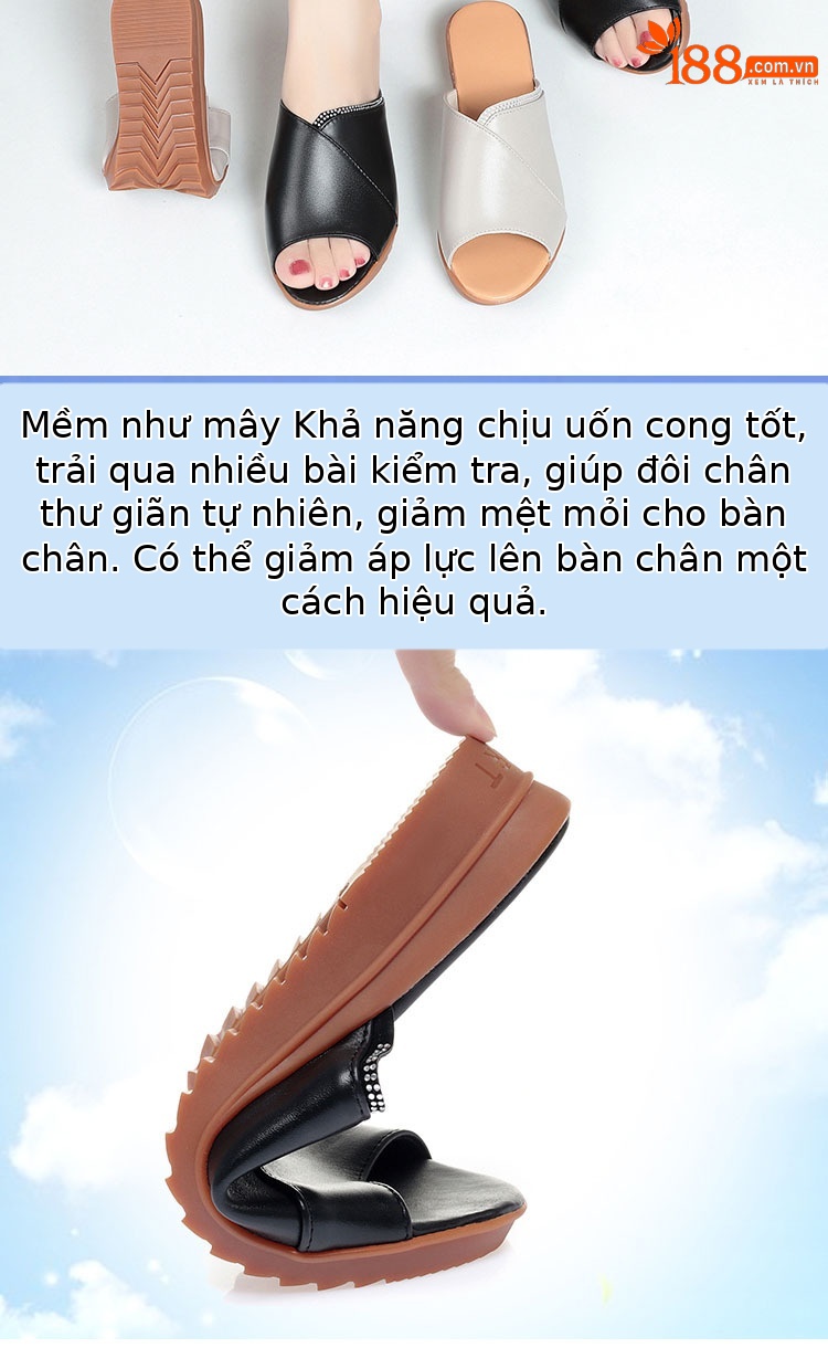 Dép sandal nữ đế bệt quai chữ V da mềm chống trượt — Xám be chi tiết 2