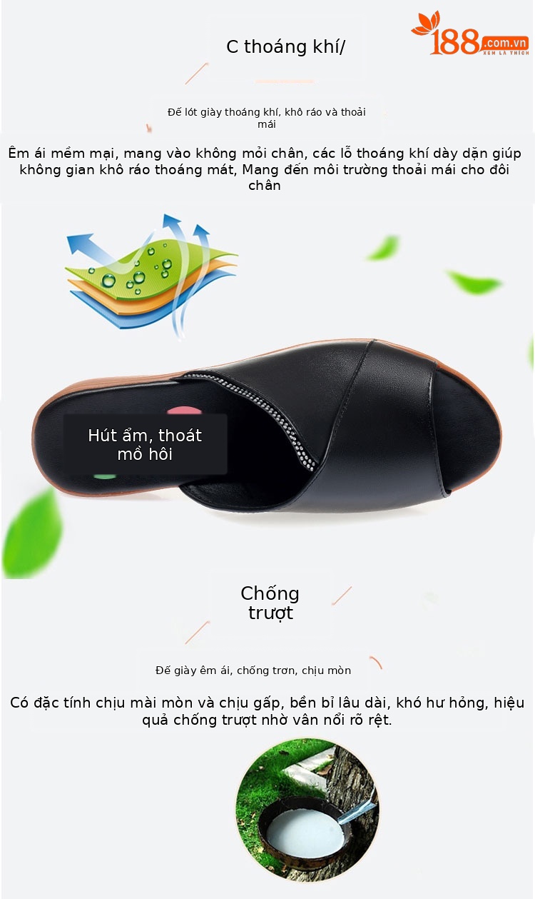 Dép sandal nữ đế bệt quai chữ V da mềm chống trượt — Xám be chi tiết 5