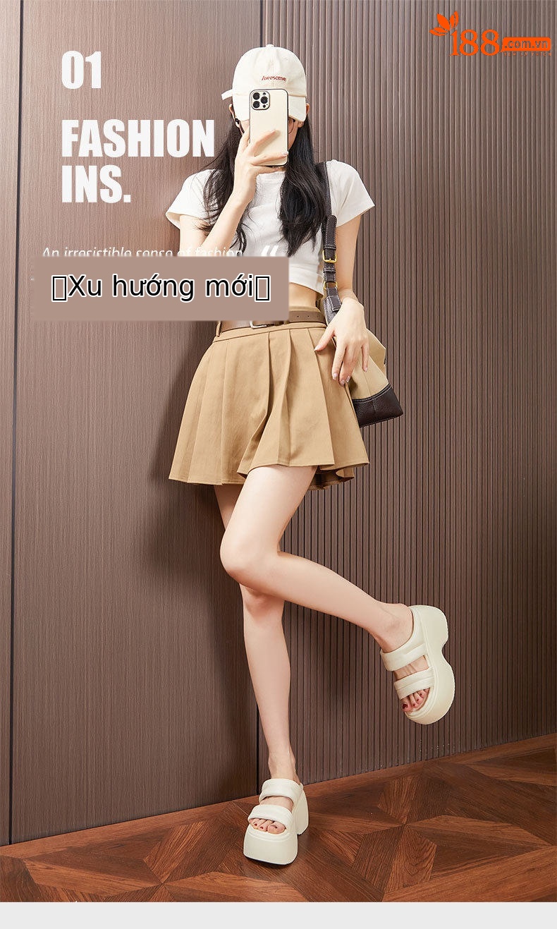 Dép sandal nữ quai chữ V đơn giản phong cách châu Âu — Đen, Len nguyên chất chi tiết 2