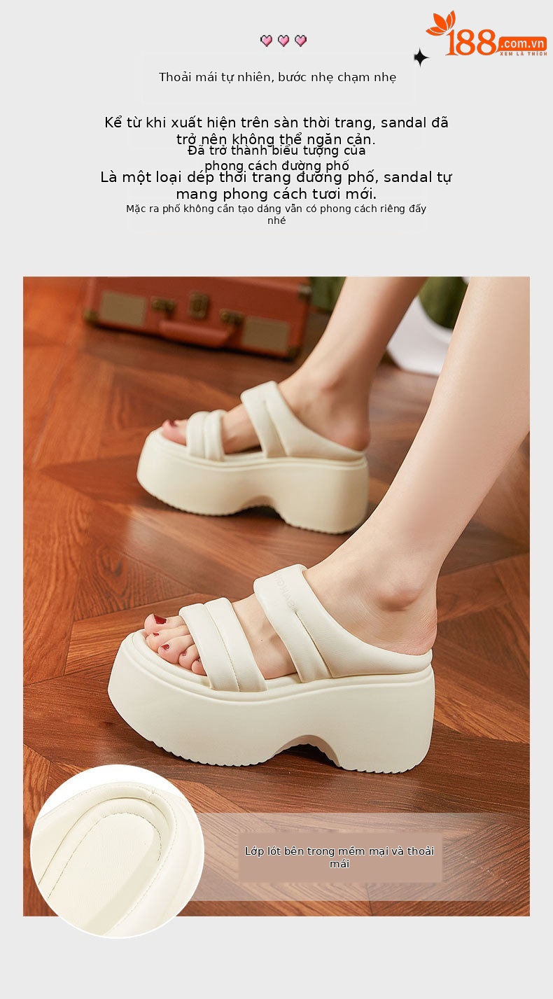 Dép sandal nữ quai chữ V đơn giản phong cách châu Âu — Đen, Len nguyên chất chi tiết 5