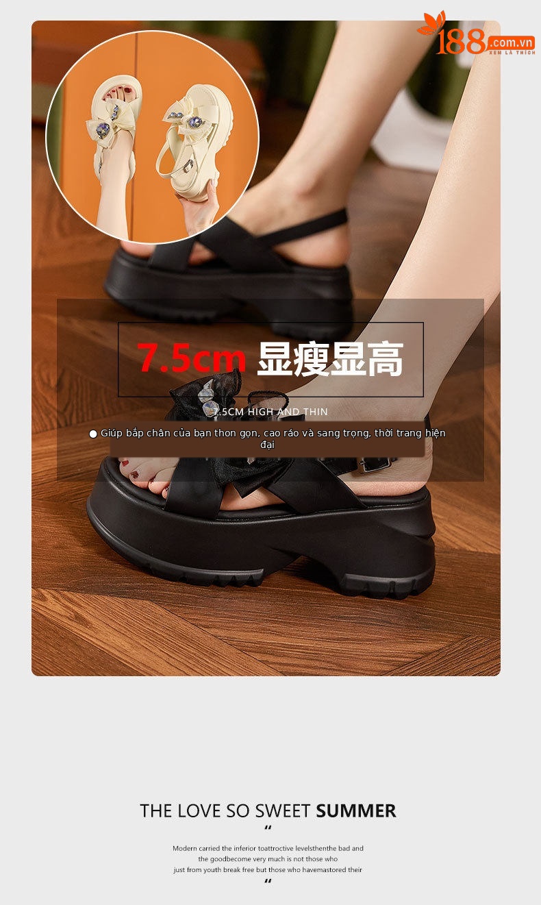 Dép sandal nữ quai chữ V đơn giản đế bệt PU — Đen, Len nguyên chất chi tiết 9