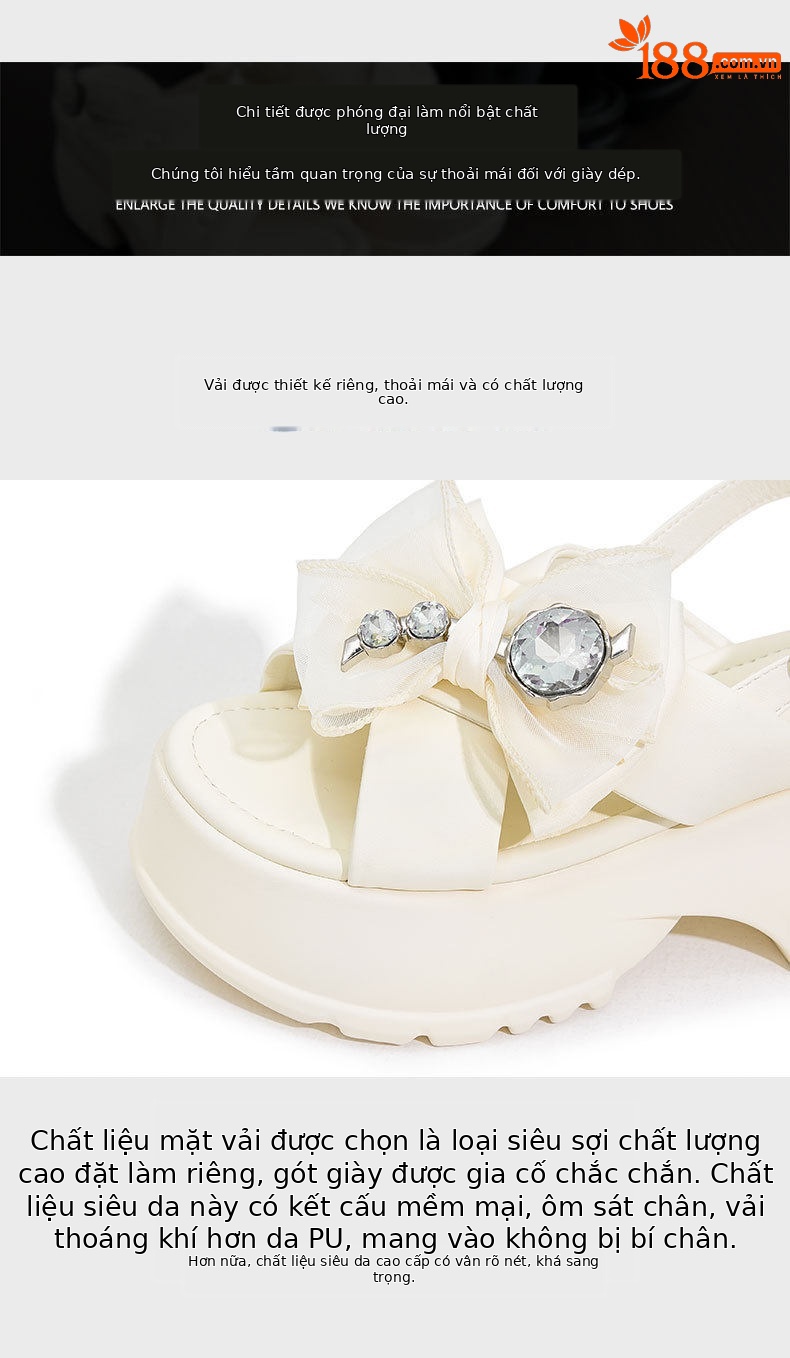 Dép sandal nữ quai chữ V đơn giản đế bệt PU — Đen, Len nguyên chất chi tiết 6