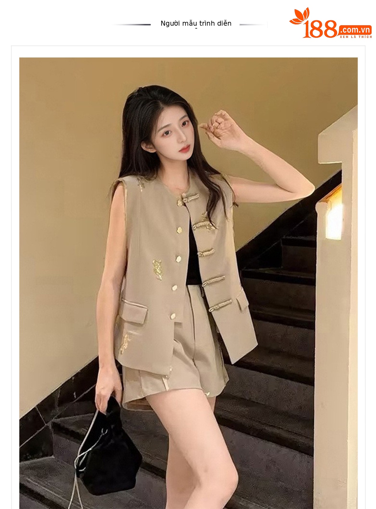 Bộ quần short vest jacquard phong cách Trung Hoa mới mùa hè 2026 ZX M4184 — Áo, Quần short chi tiết 1