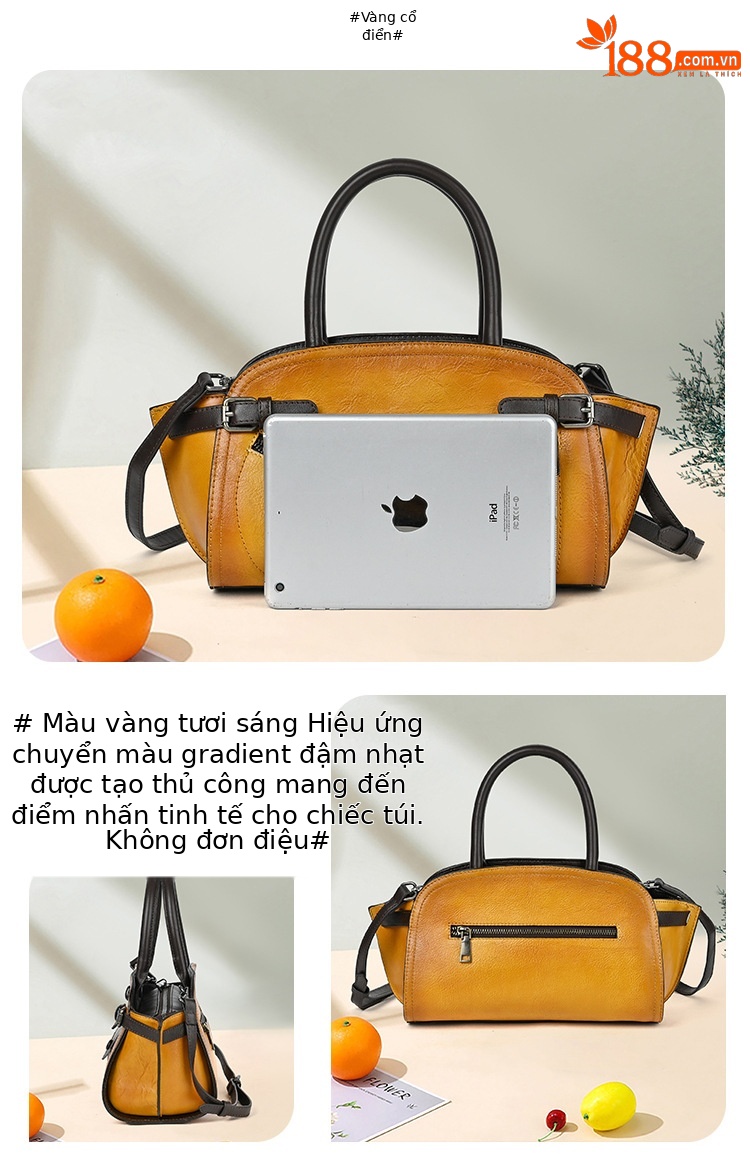 Túi xách tay nữ da bò cổ điển phong cách Trung Quốc, quai xách tay chắc chắn — Xám cổ điển chi tiết 8