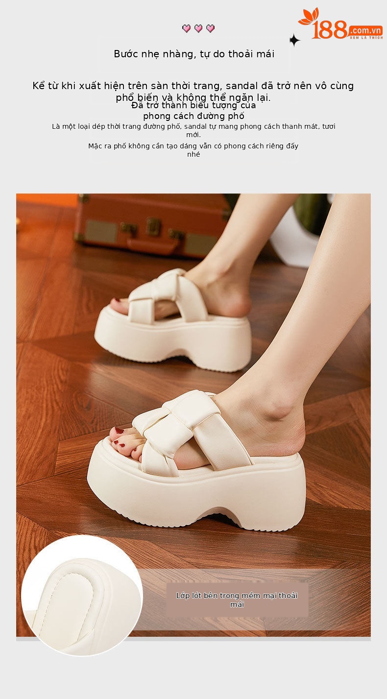 Sandal nữ đế xuồng rộng gót 6 cm mũi tròn — Đen, Len nguyên chất chi tiết 5