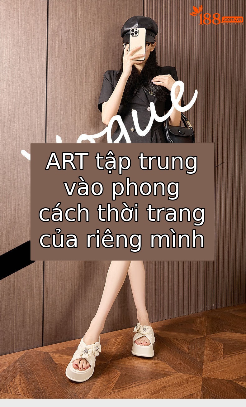 Dép sandal nữ quai chữ V nơ trang trí phong cách Pháp — Đen, Len nguyên chất chi tiết 1
