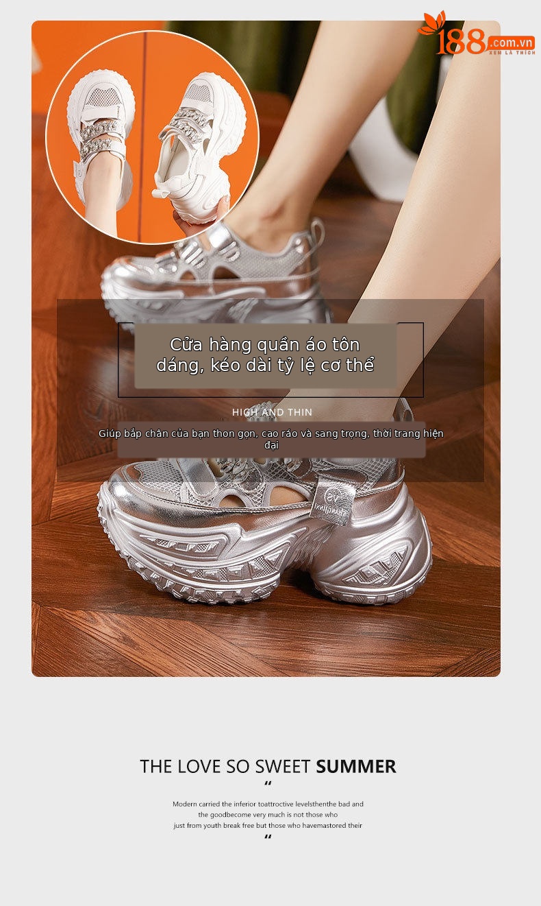 Dép sandal nữ đế dày quai chữ V đơn giản — Bạc, Trắng chi tiết 9