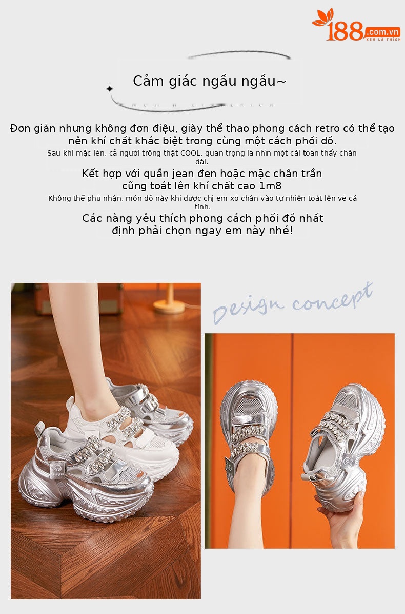Dép sandal nữ đế dày quai chữ V đơn giản — Bạc, Trắng chi tiết 4