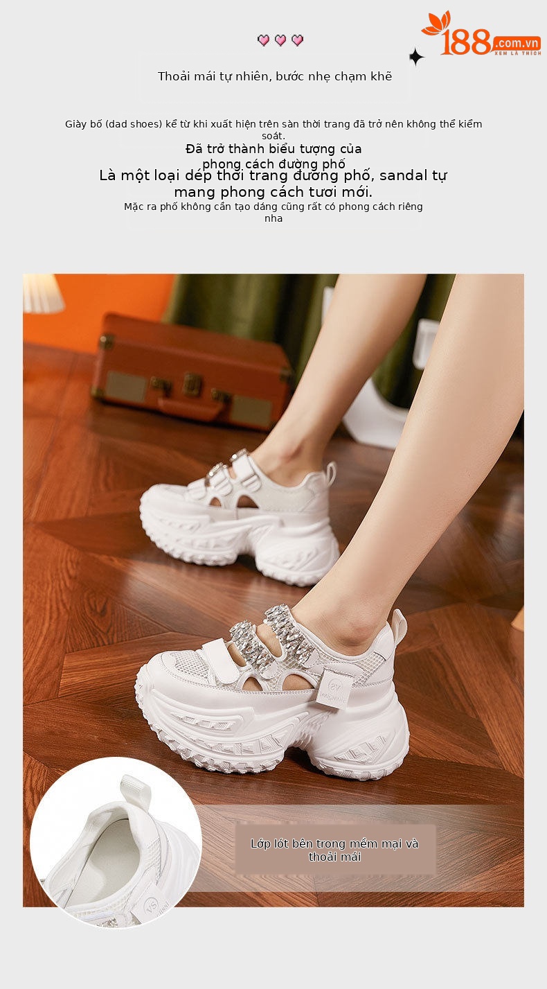 Dép sandal nữ đế dày quai chữ V đơn giản — Bạc, Trắng chi tiết 5