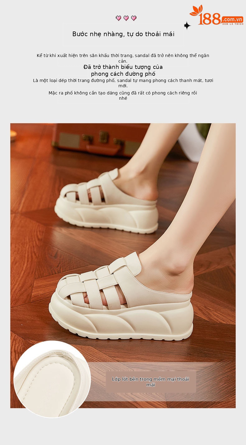 Dép sandal nữ xỏ ngón đế bệt đan sợi phong cách La Mã — Đen, Len nguyên chất chi tiết 5