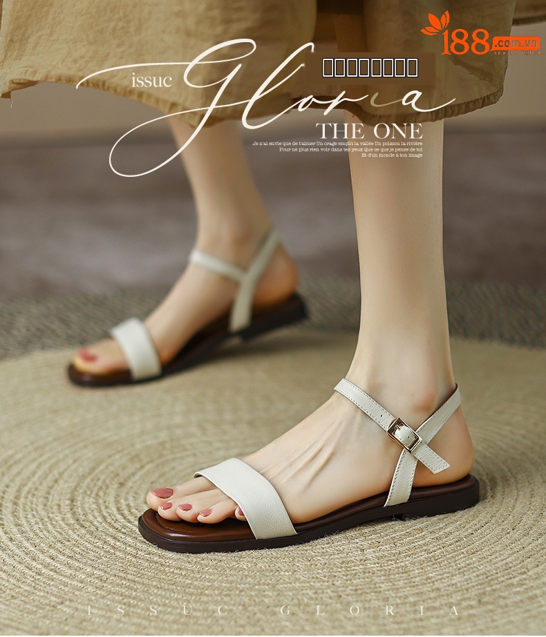 Sandal nữ quai ngang đế bệt hở mũi khóa gài đơn giản — Màu đen chi tiết 1