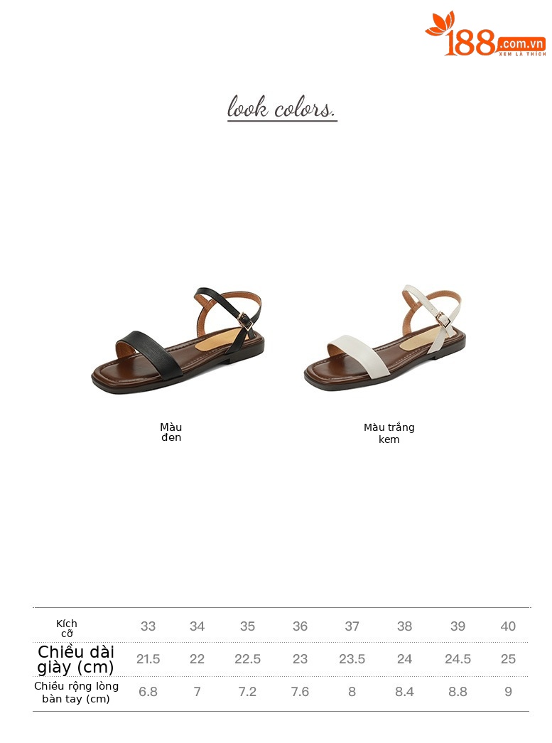 Sandal nữ quai ngang đế bệt hở mũi khóa gài đơn giản — Màu đen chi tiết 3