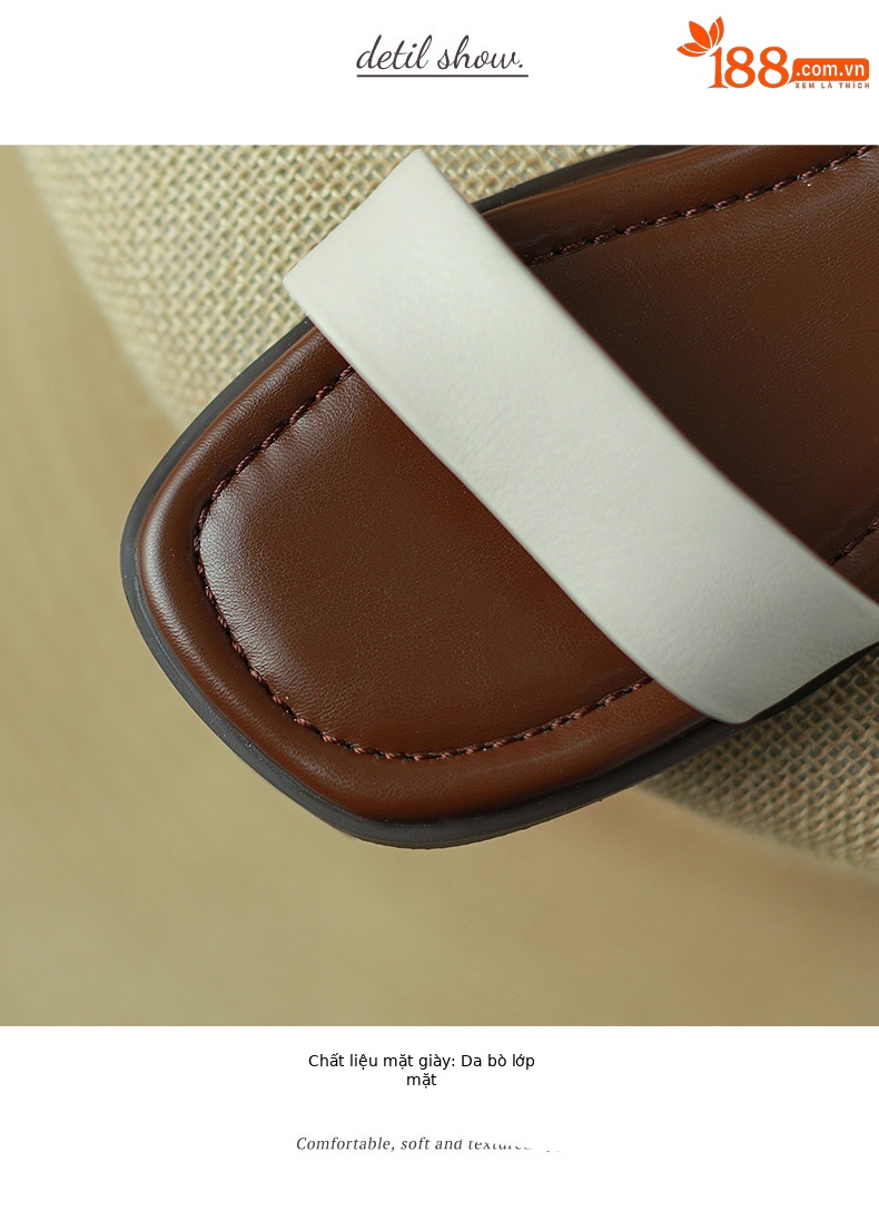 Sandal nữ quai ngang đế bệt hở mũi khóa gài đơn giản — Màu đen chi tiết 10