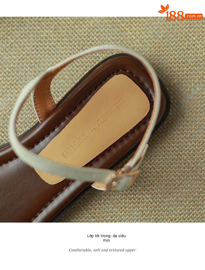Sandal nữ quai ngang đế bệt hở mũi khóa gài đơn giản — Màu đen chi tiết 11